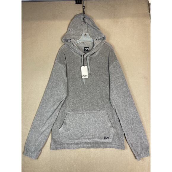 Billabong Hoodie Mens L Gray Fleece Pouch Pockets Pullover Sweatshirt - Picture 1 of 12
